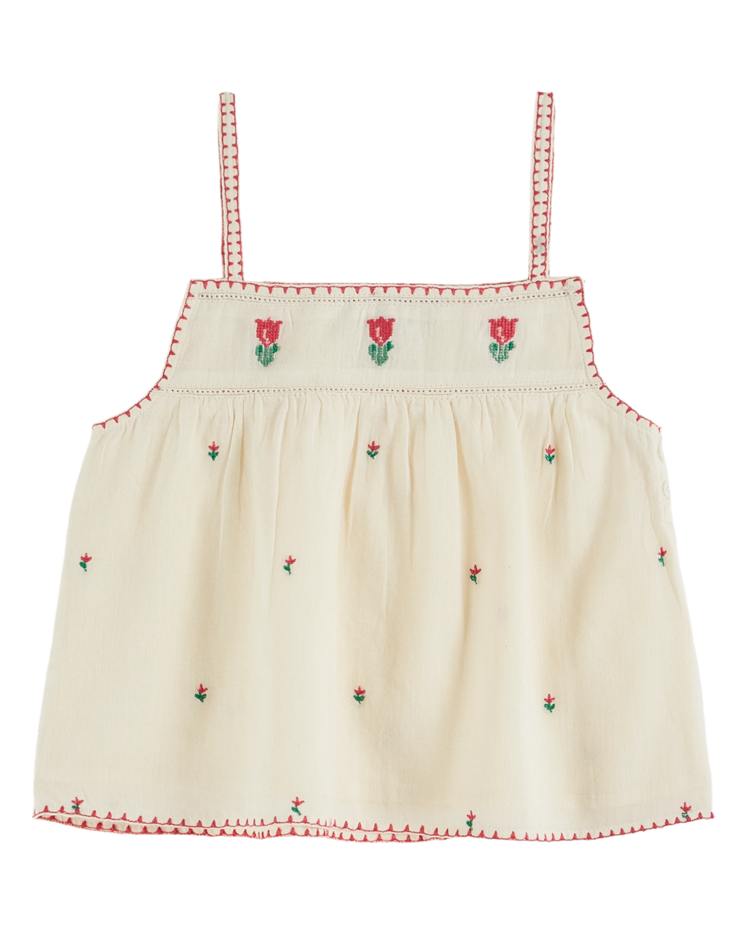 Top - broderie tulipe écru