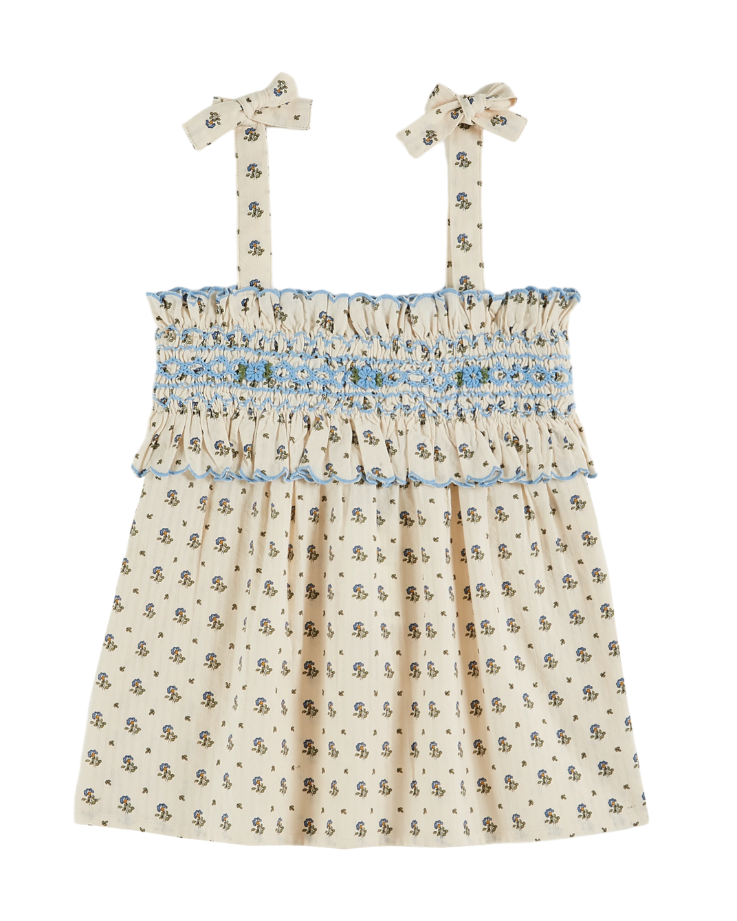 Iris scalloped smocked strappy top