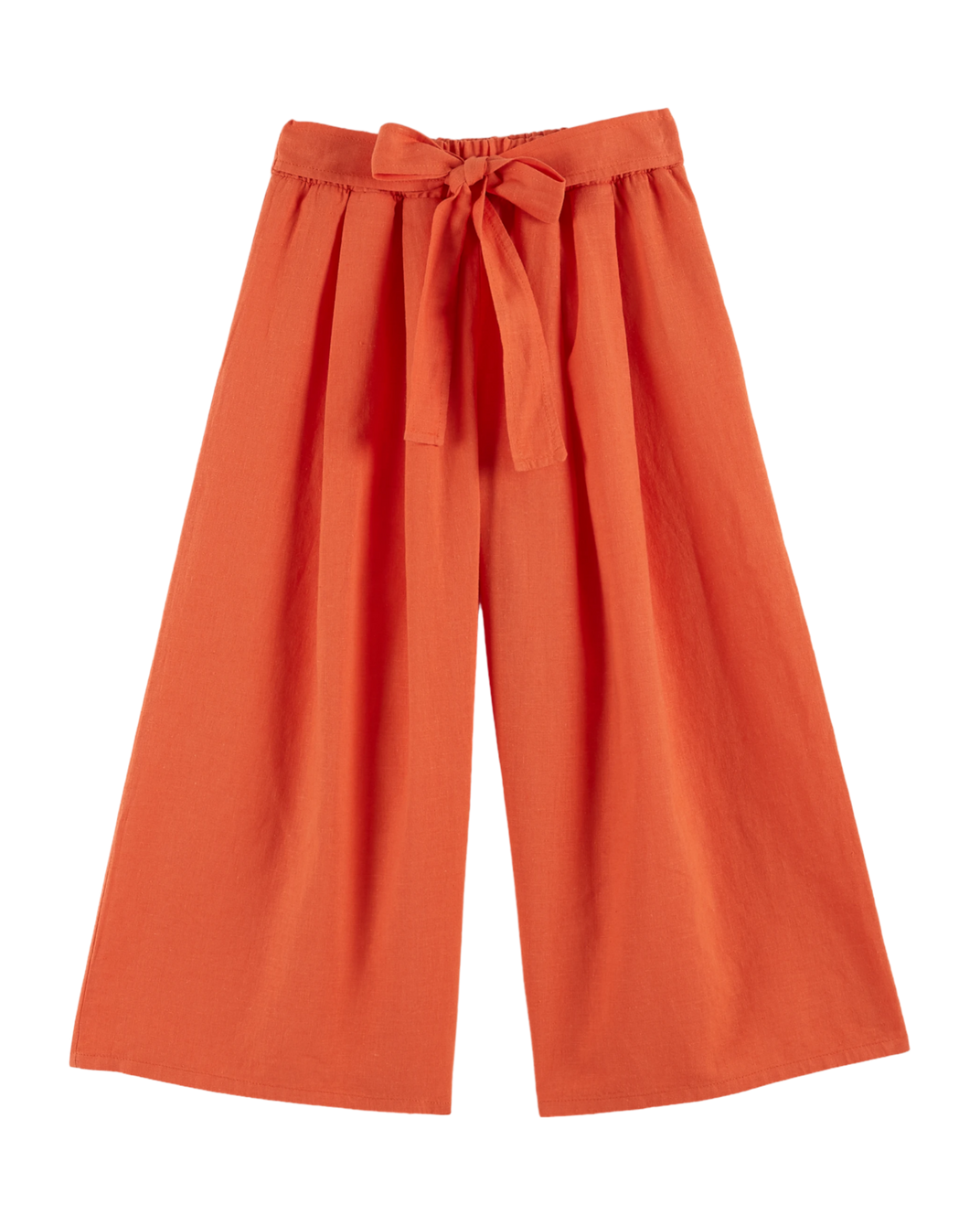 Orange linen and cotton knotted pants