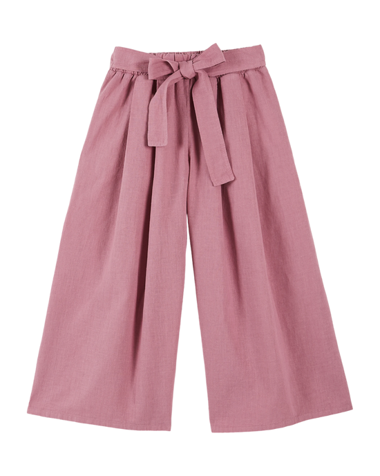 emile et ida Pantalon noué lin et coton lilas