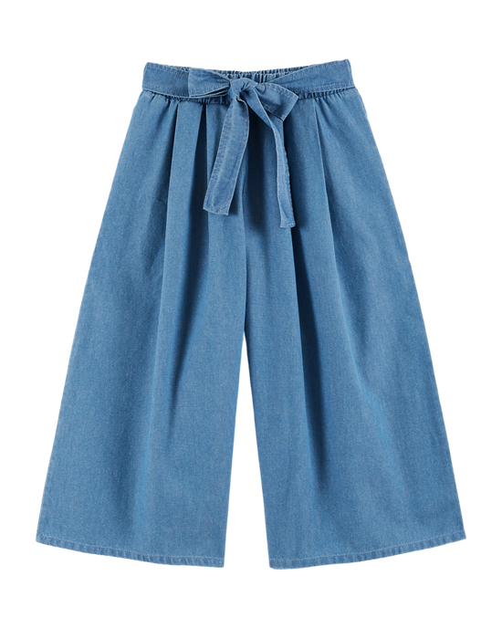 emile et ida Pantalon noué coton chambray