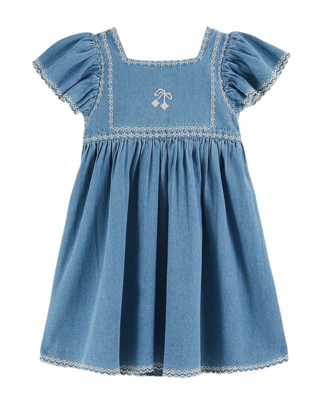 Denim embroidered dress