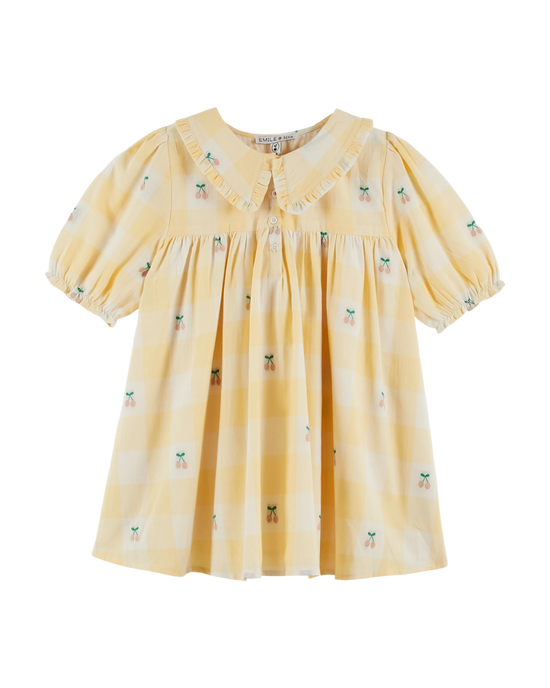 emile et ida Robe ample cerises vichy jaune
