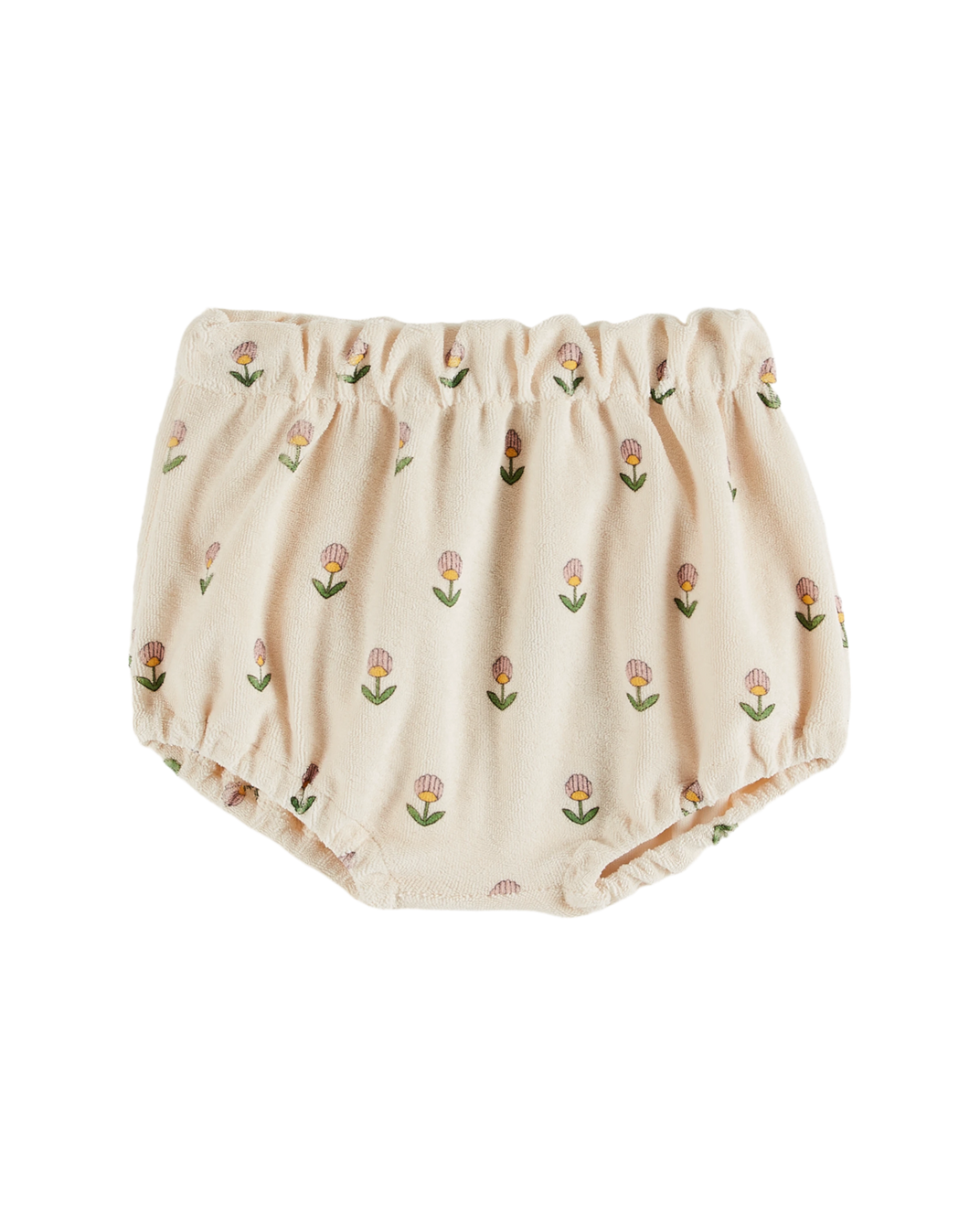 Soft ecru floral terry bloomer