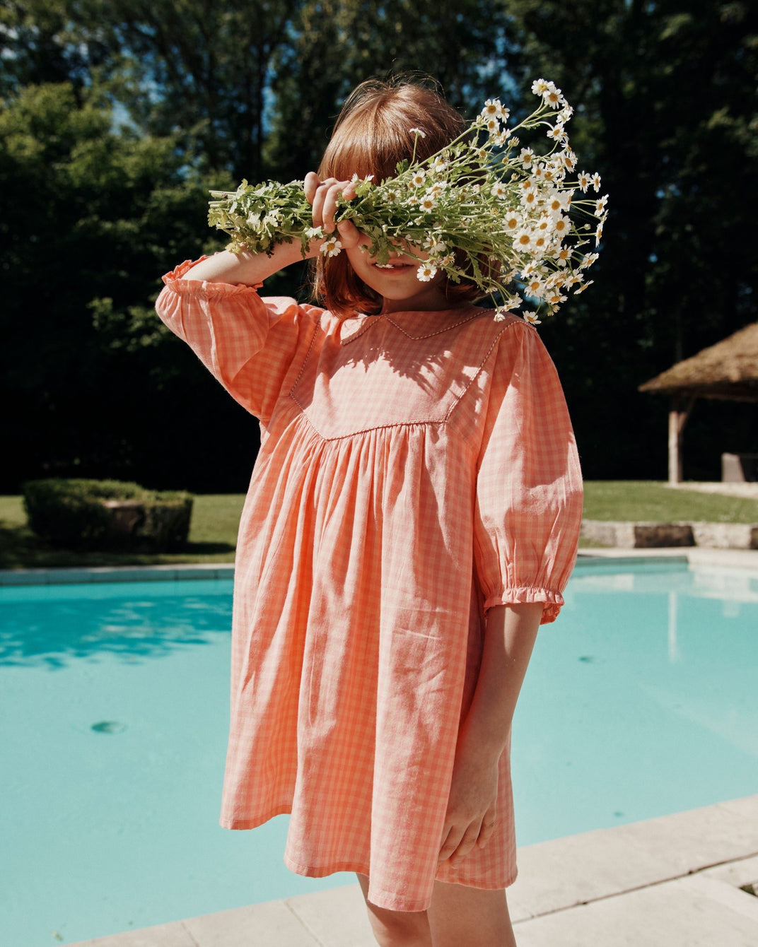 Loose peony gingham dress