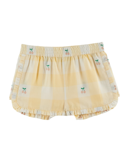 emile et ida Short volanté cerises vichy jaune