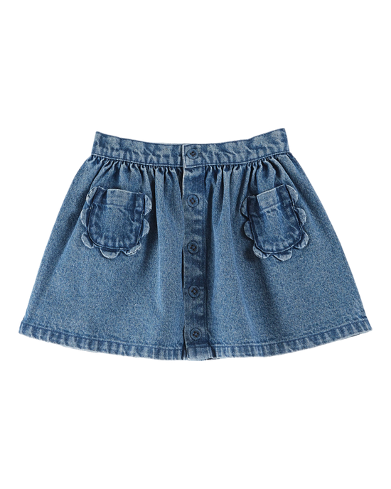 emile et ida Jupe poches fleurs denim