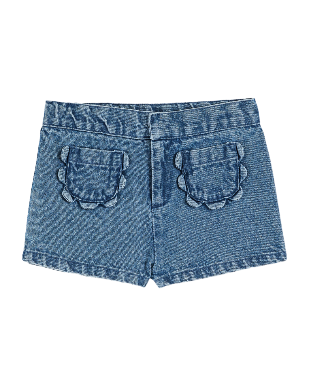 Denim flower pocket shorts