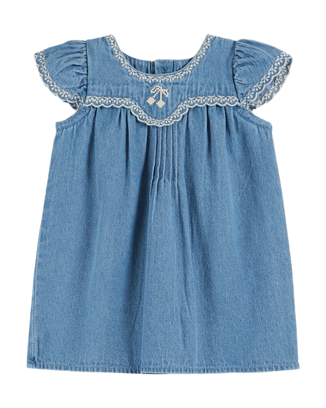 Light denim embroidered baby dress