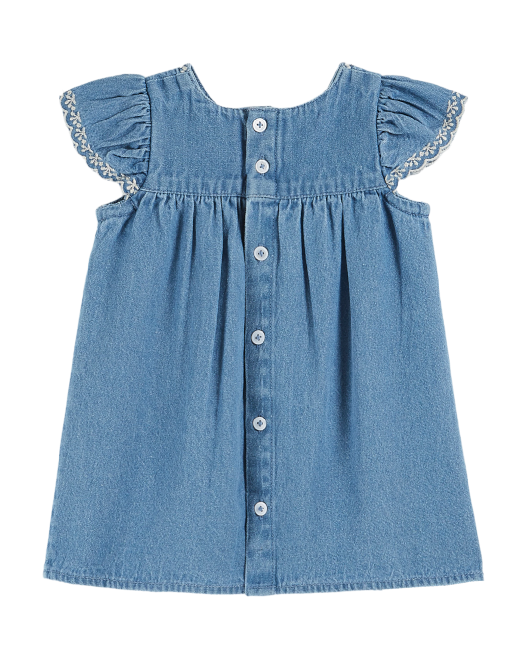 Light denim embroidered baby dress