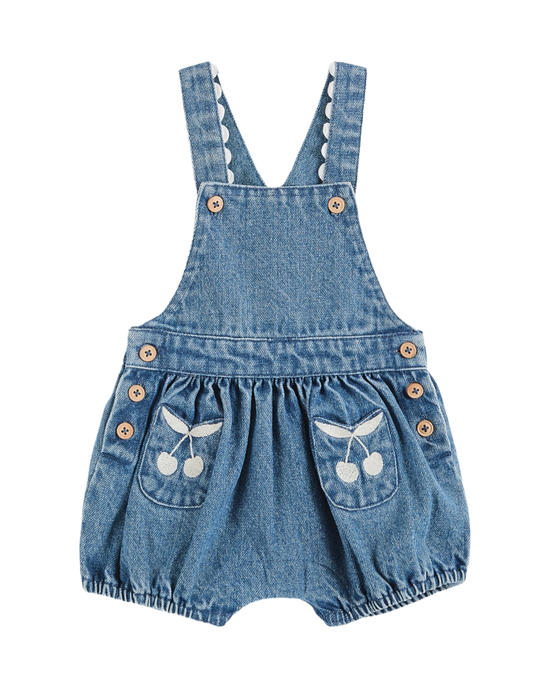 emile et ida Salopette brodée cerise denim