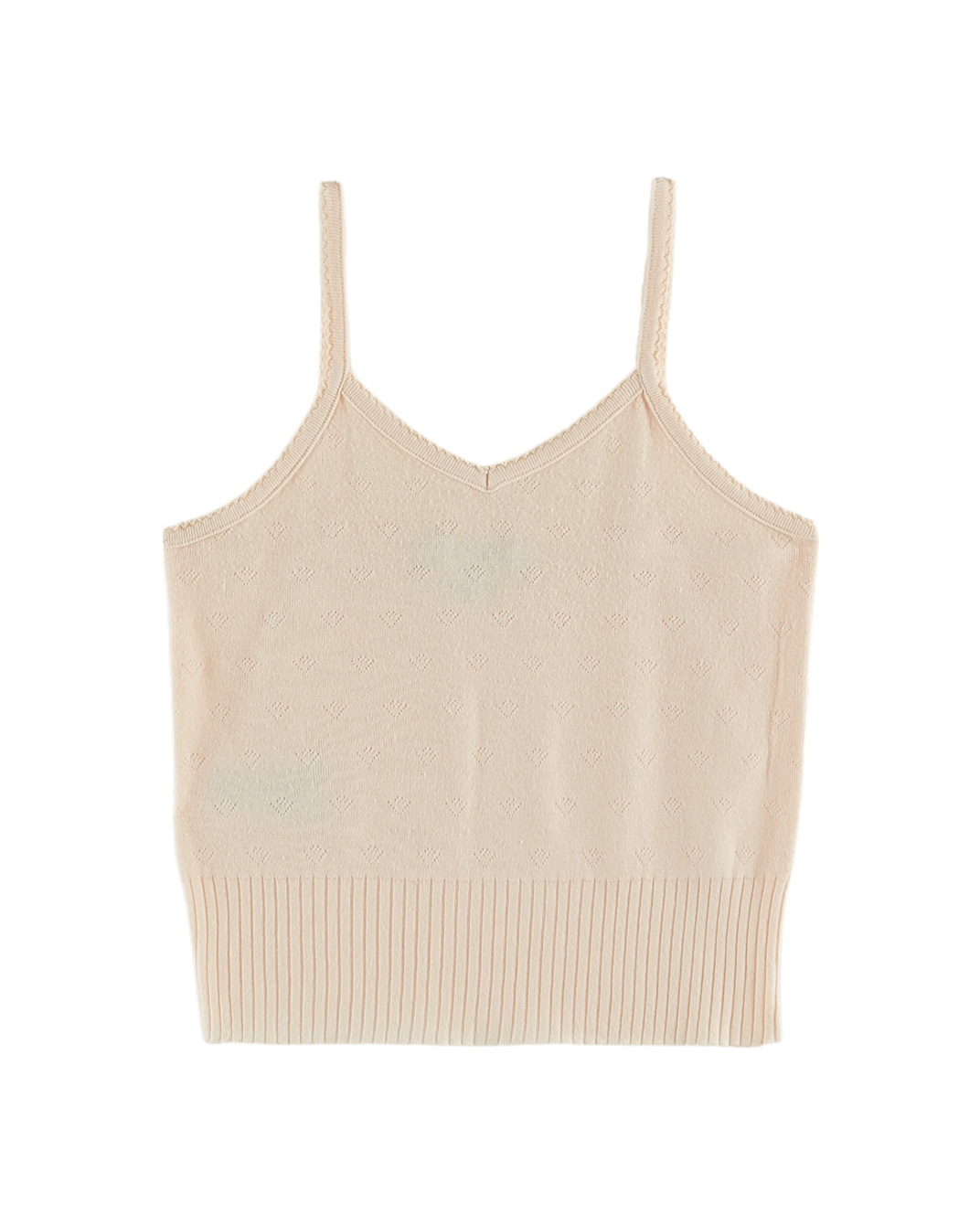 Cream modal pointelle tank top