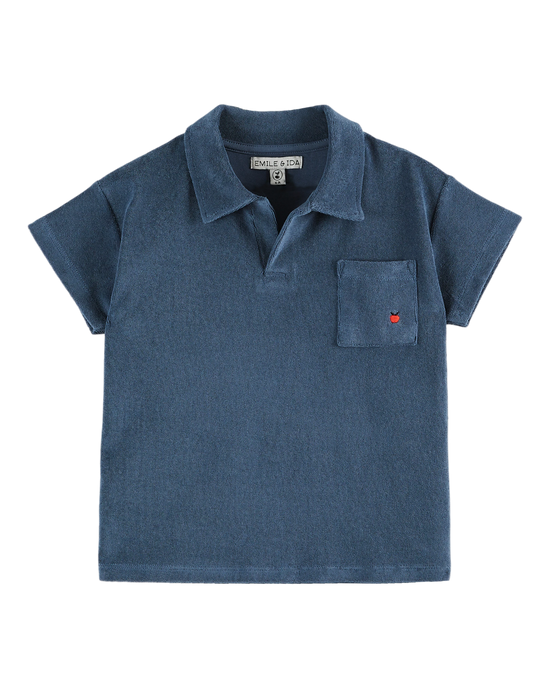 emile et ida Polo éponge uni bleu foncé
