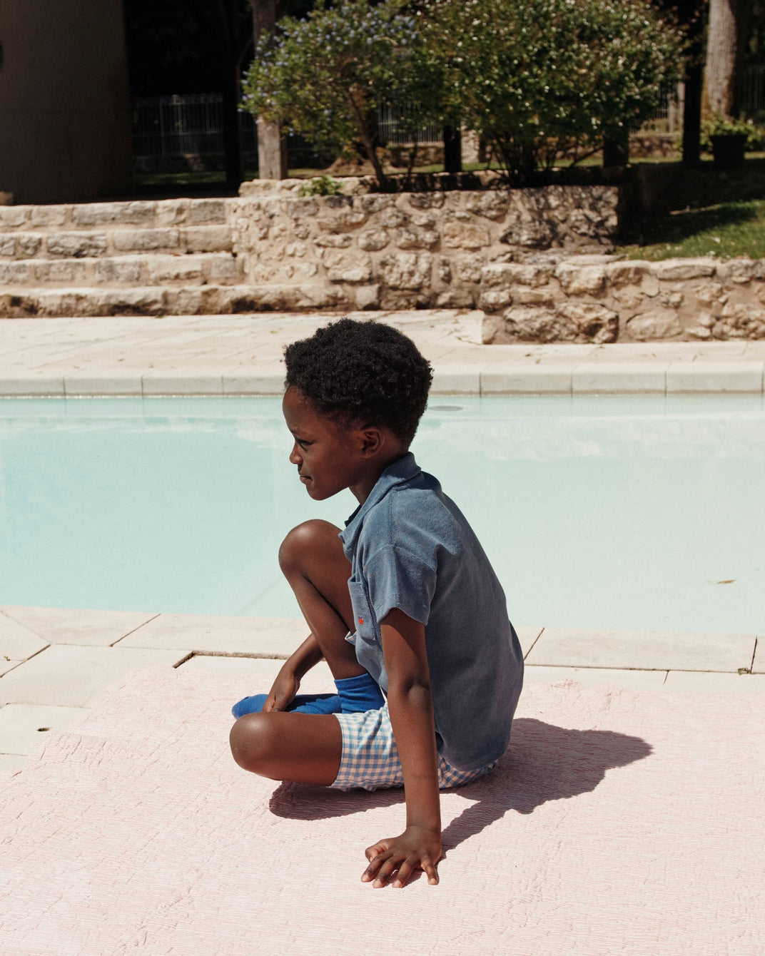 Polo - éponge uni bleu foncé