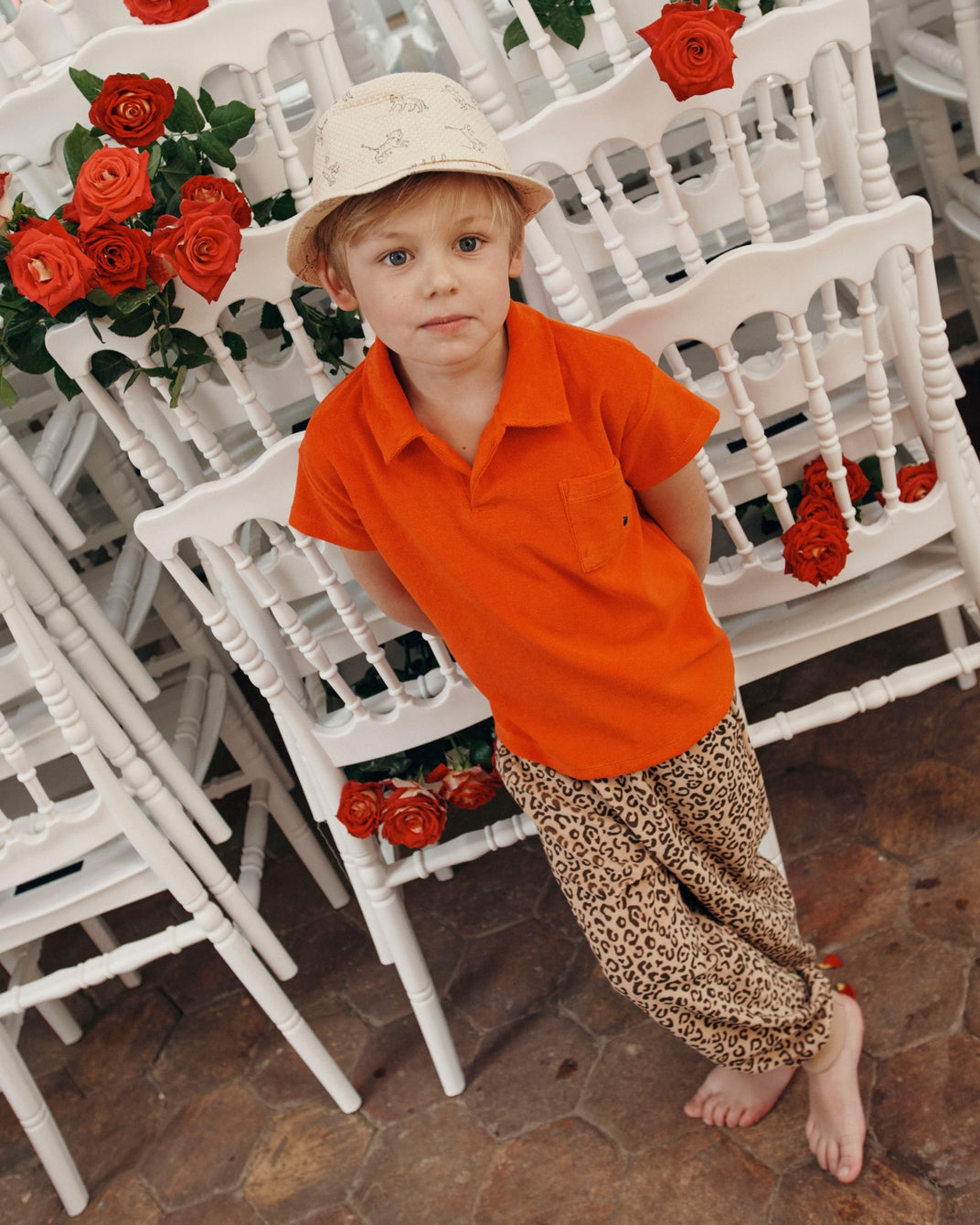 Plain red terry polo shirt