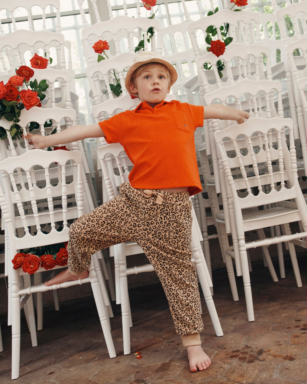 Plain red terry polo shirt