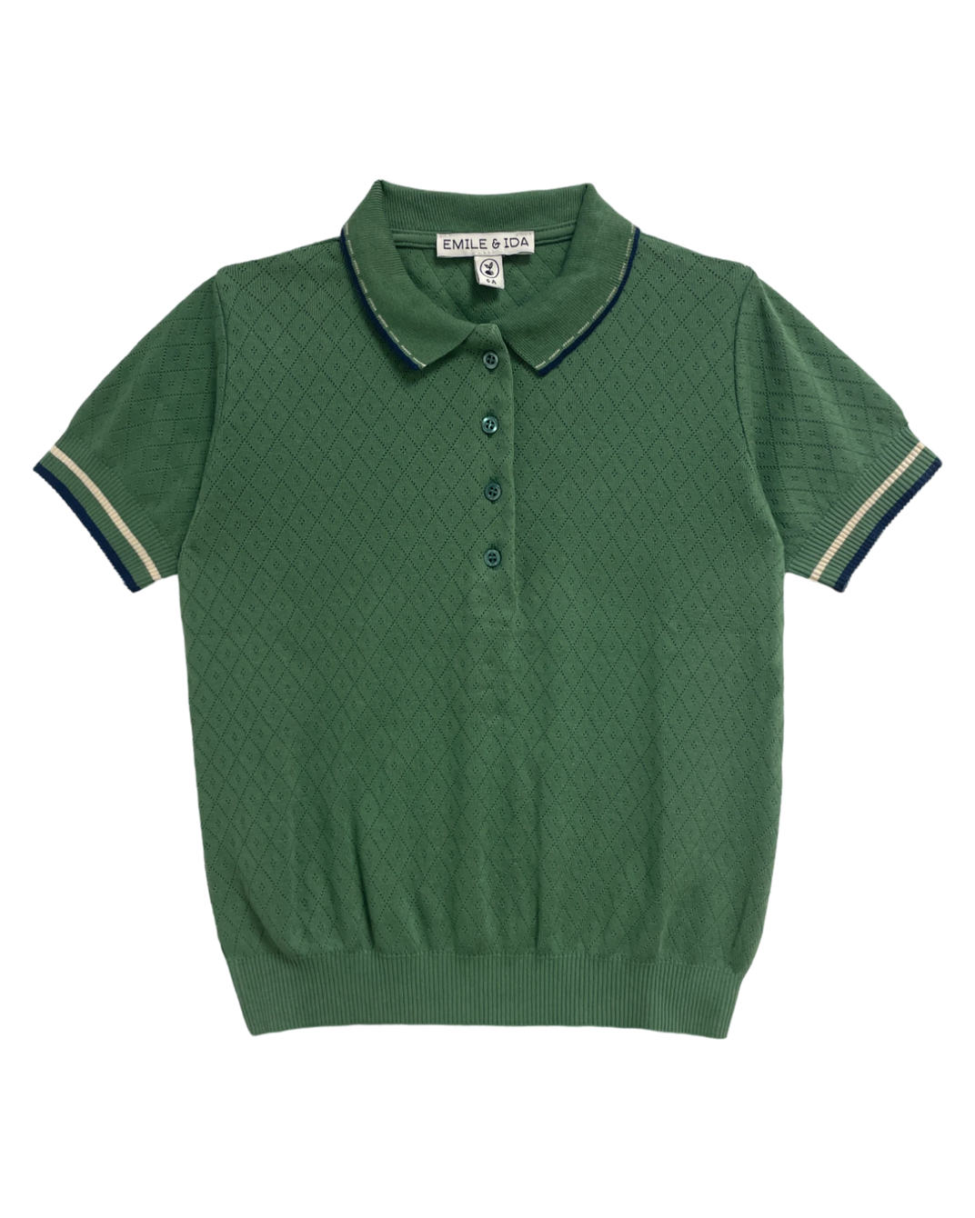 Dark green modal pointelle polo shirt