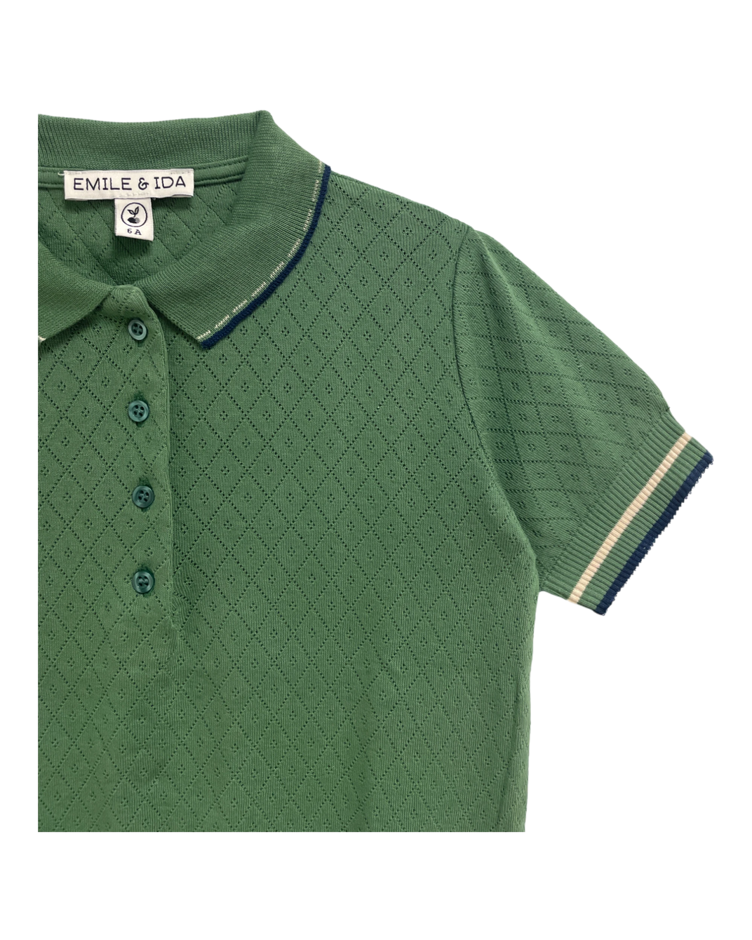 Dark green modal pointelle polo shirt