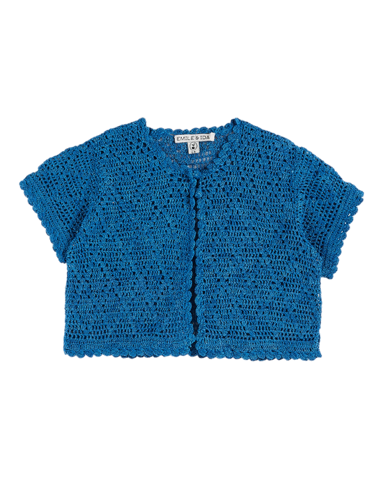 emile et ida Cardigan fille crochet lagon
