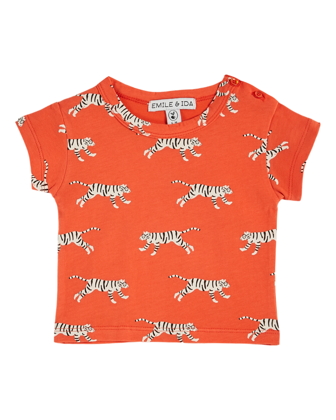 T-shirt - coton bio tigres rouge