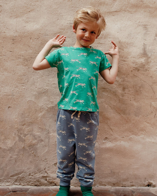 emile et ida T-shirt coton bio tigres vert