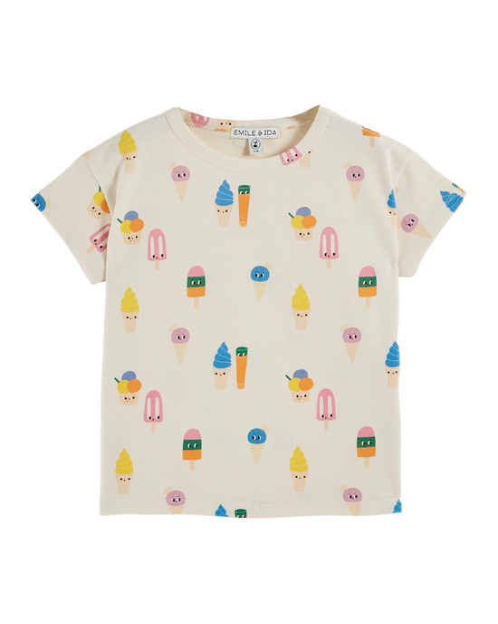 emile et ida T-shirt coton bio glaces écru