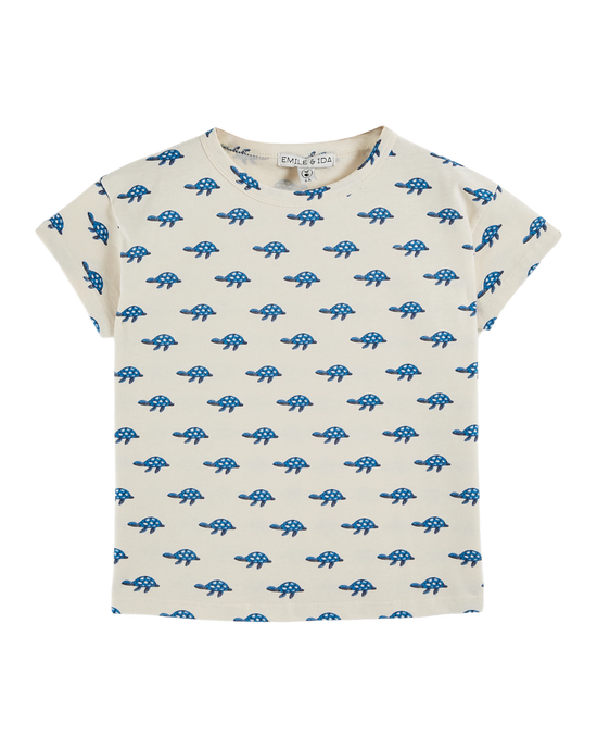 emile et ida T-shirt coton bio tortues écru