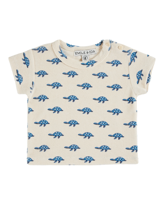 emile et ida T-shirt éponge tortues écru