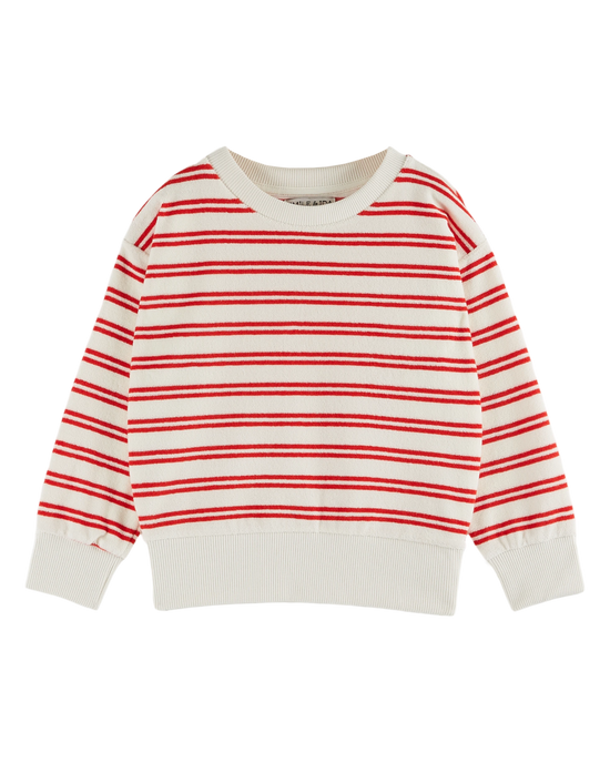 emile et ida Sweat éponge rayures rouge