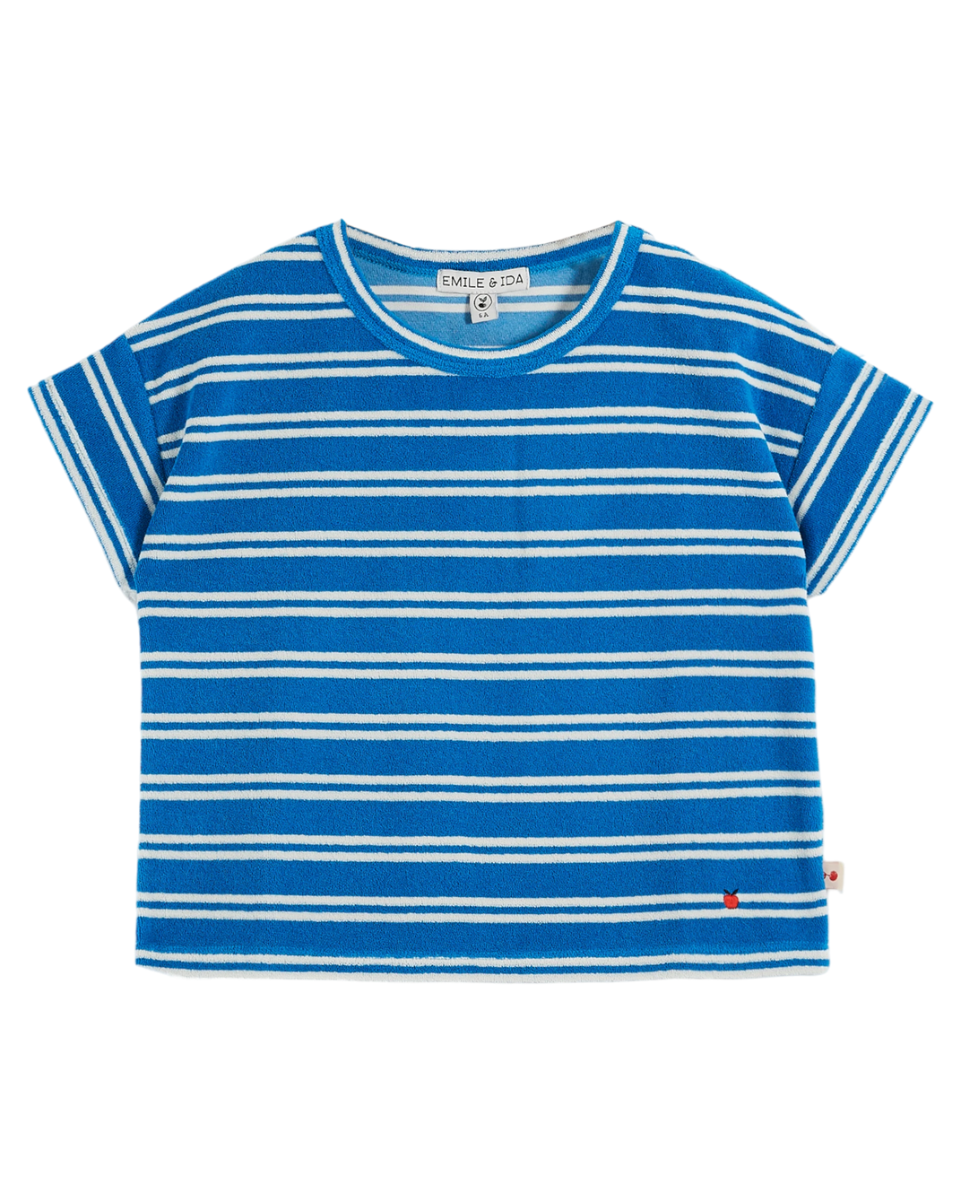 T-shirt - éponge rayures azur