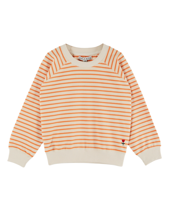 emile et ida Sweat enfant rayures coton bio orange