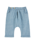 Light blue cotton and linen sarouel pants