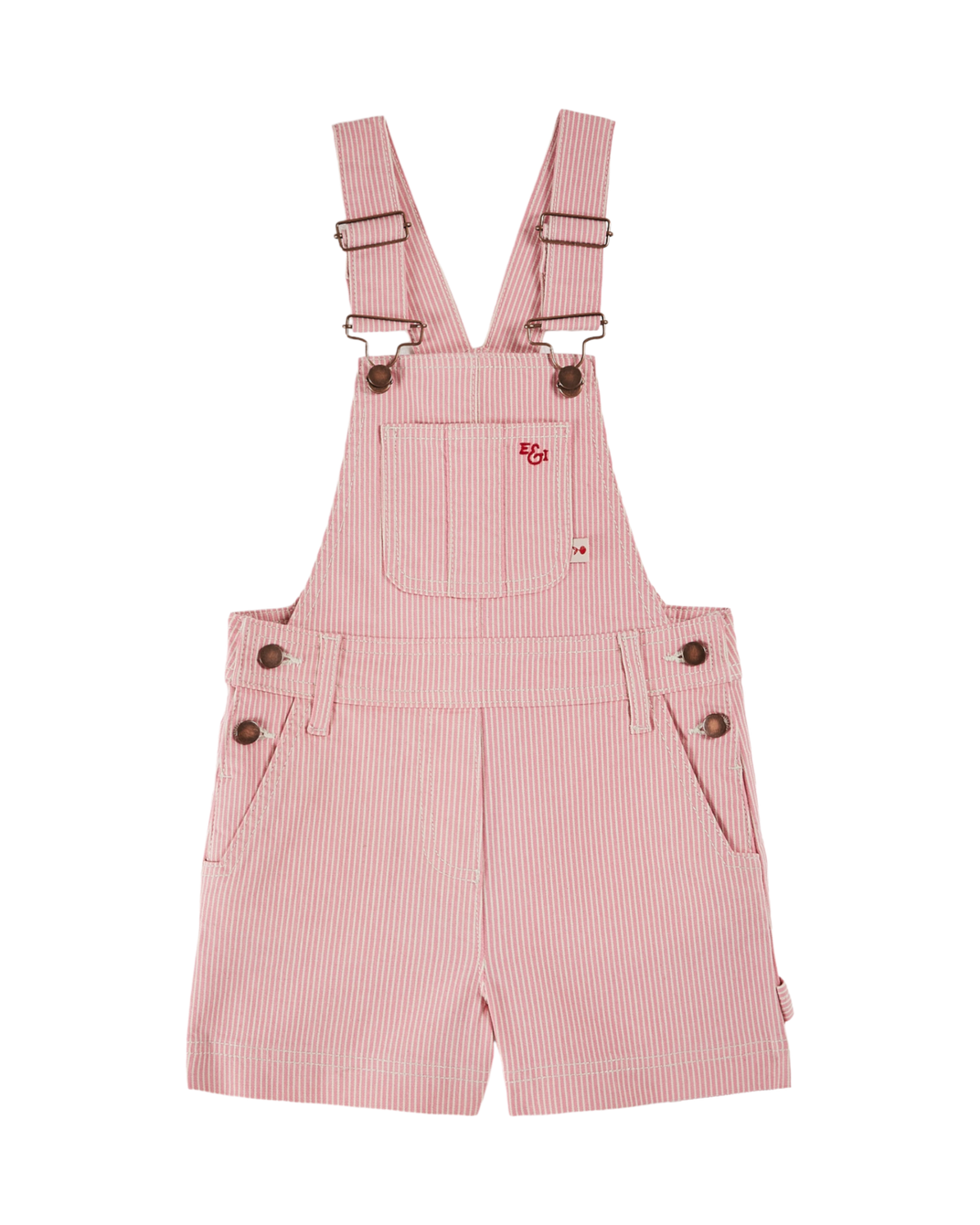 Pink denim striped overalls