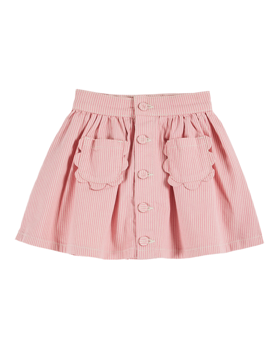 emile et ida Jupe poches fleurs rayures rose