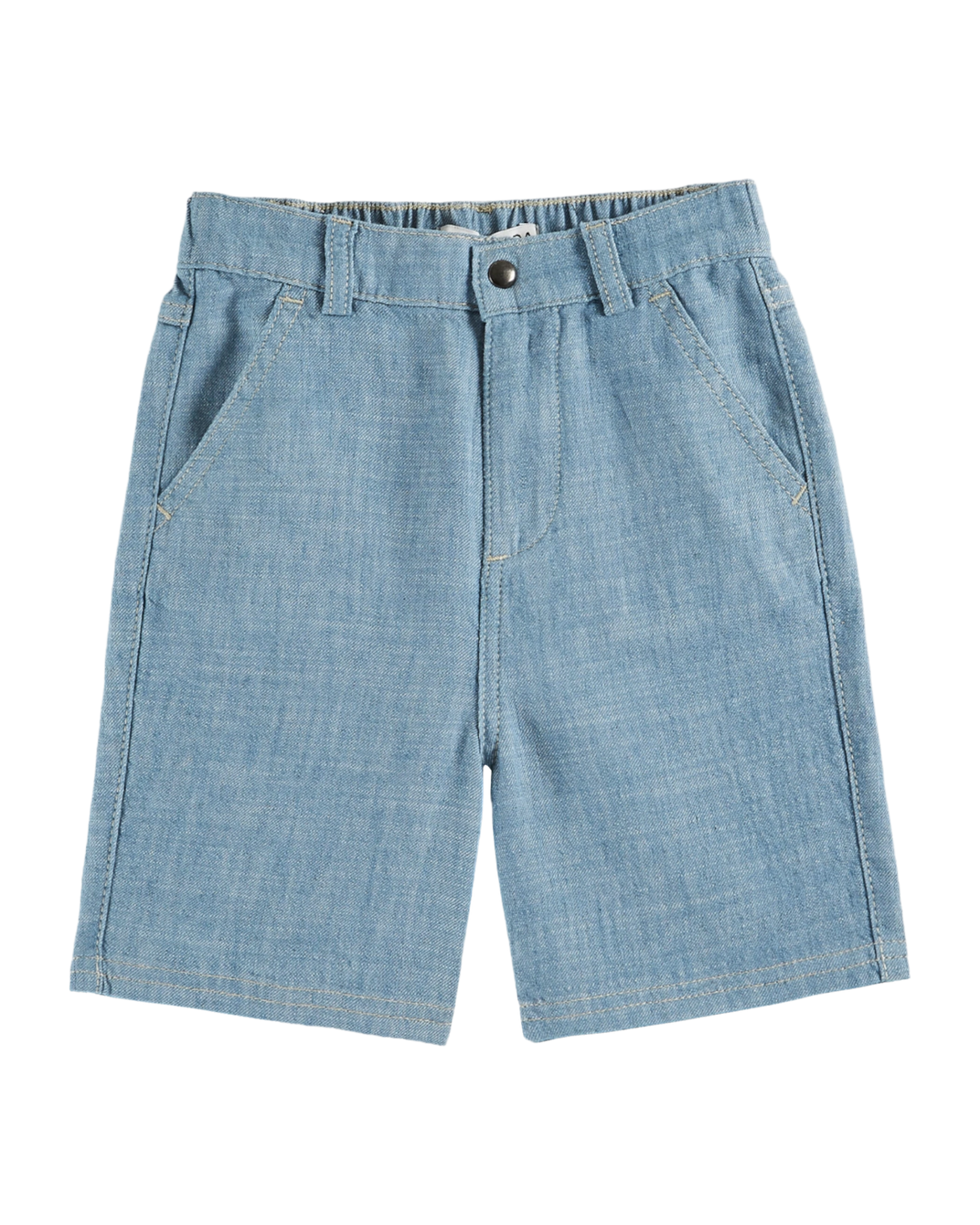 Light blue cotton and linen Bermuda shorts