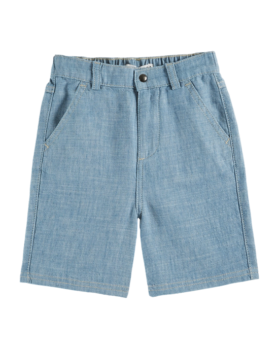 emile et ida Bermuda coton et lin bleu clair