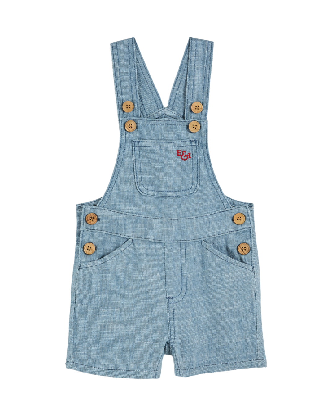 Light blue cotton and linen baby overalls