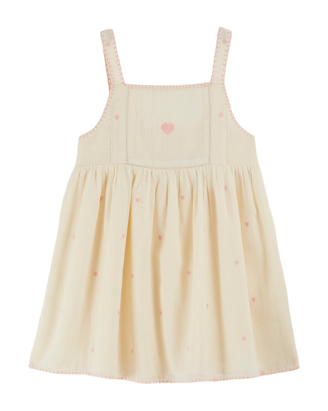Robe - brodée coeur écru