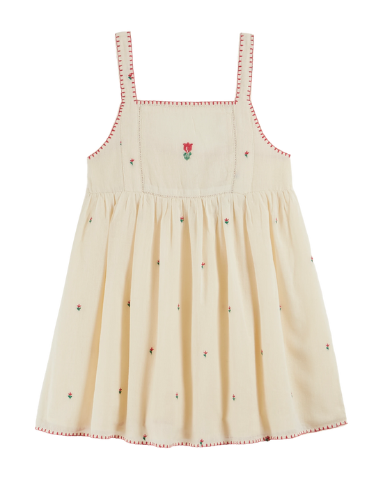 emile et ida Robe brodée tulipes écru
