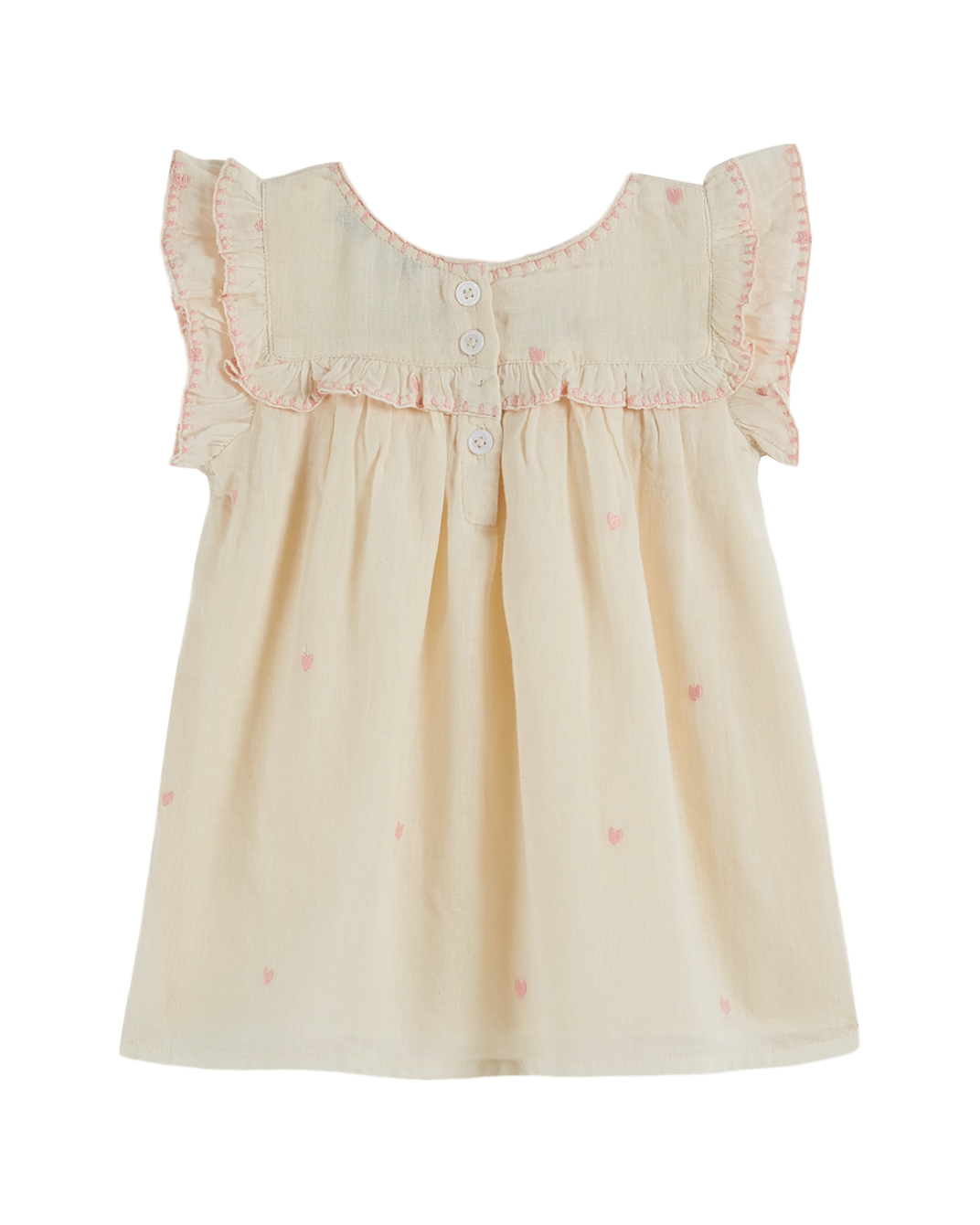 Ecru heart embroidered baby dress