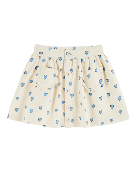 emile et ida Jupe poches fleurs coeur écru