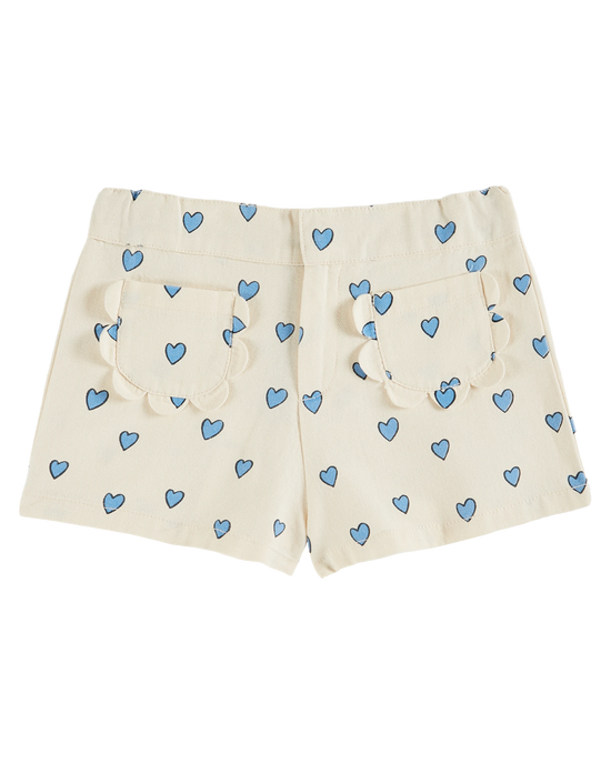 emile et ida Short poches fleurs coeur écru