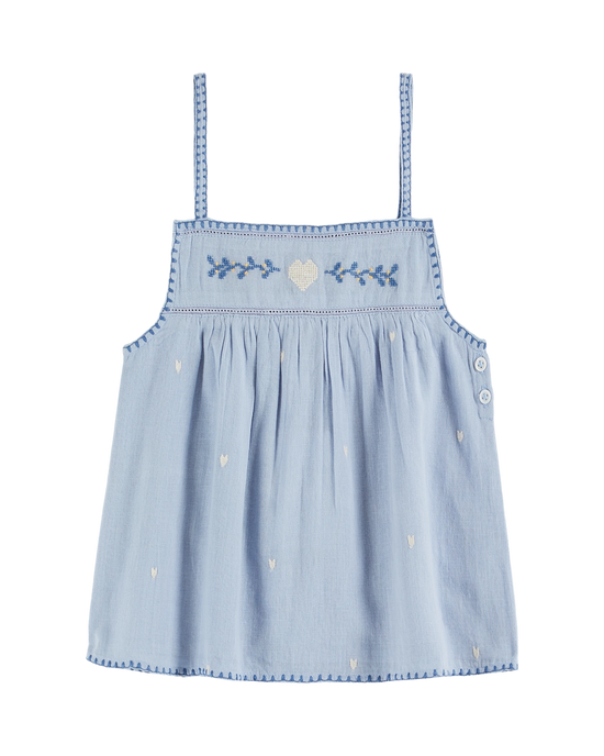 emile et ida Robe bébé brodée coeur écume
