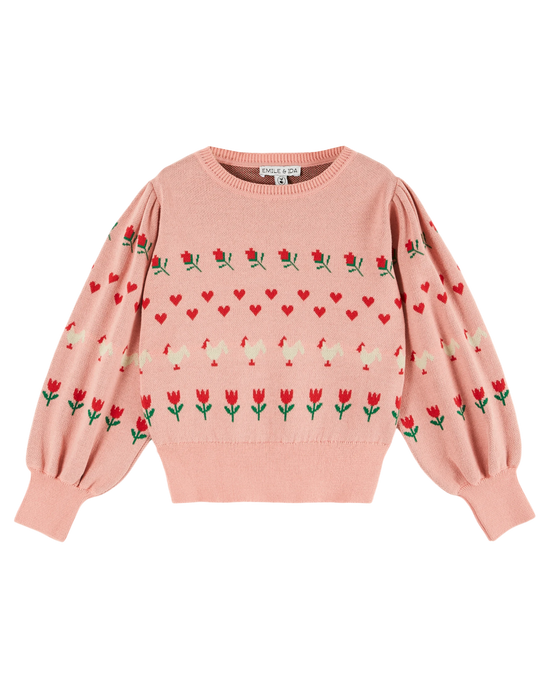 emile et ida Pull coton bio jacquard blossom