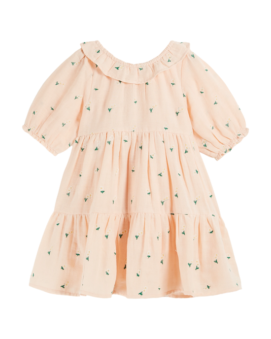 emile et ida Robe brodée à fleurs rose pastel