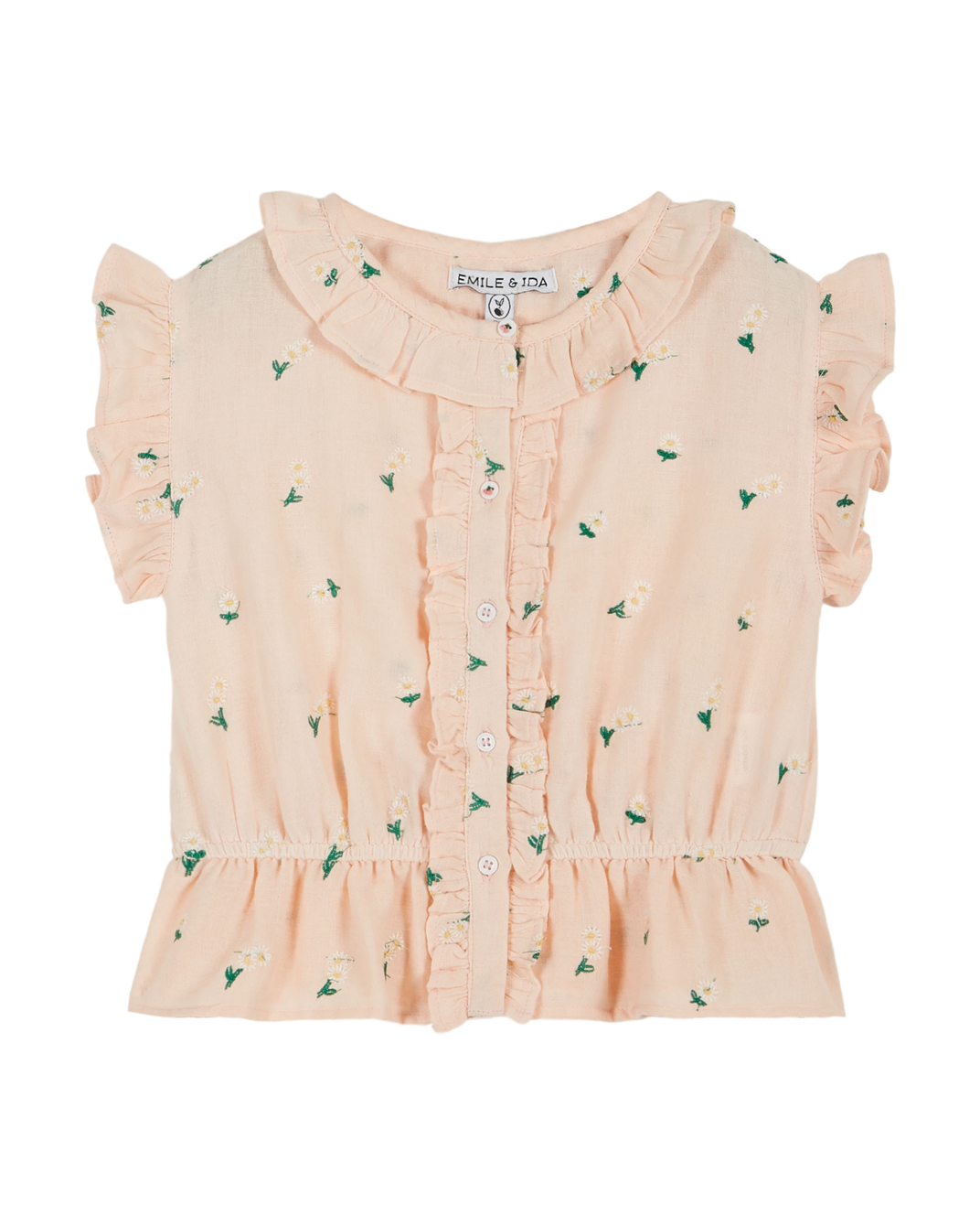 Pastel pink floral embroidered blouse