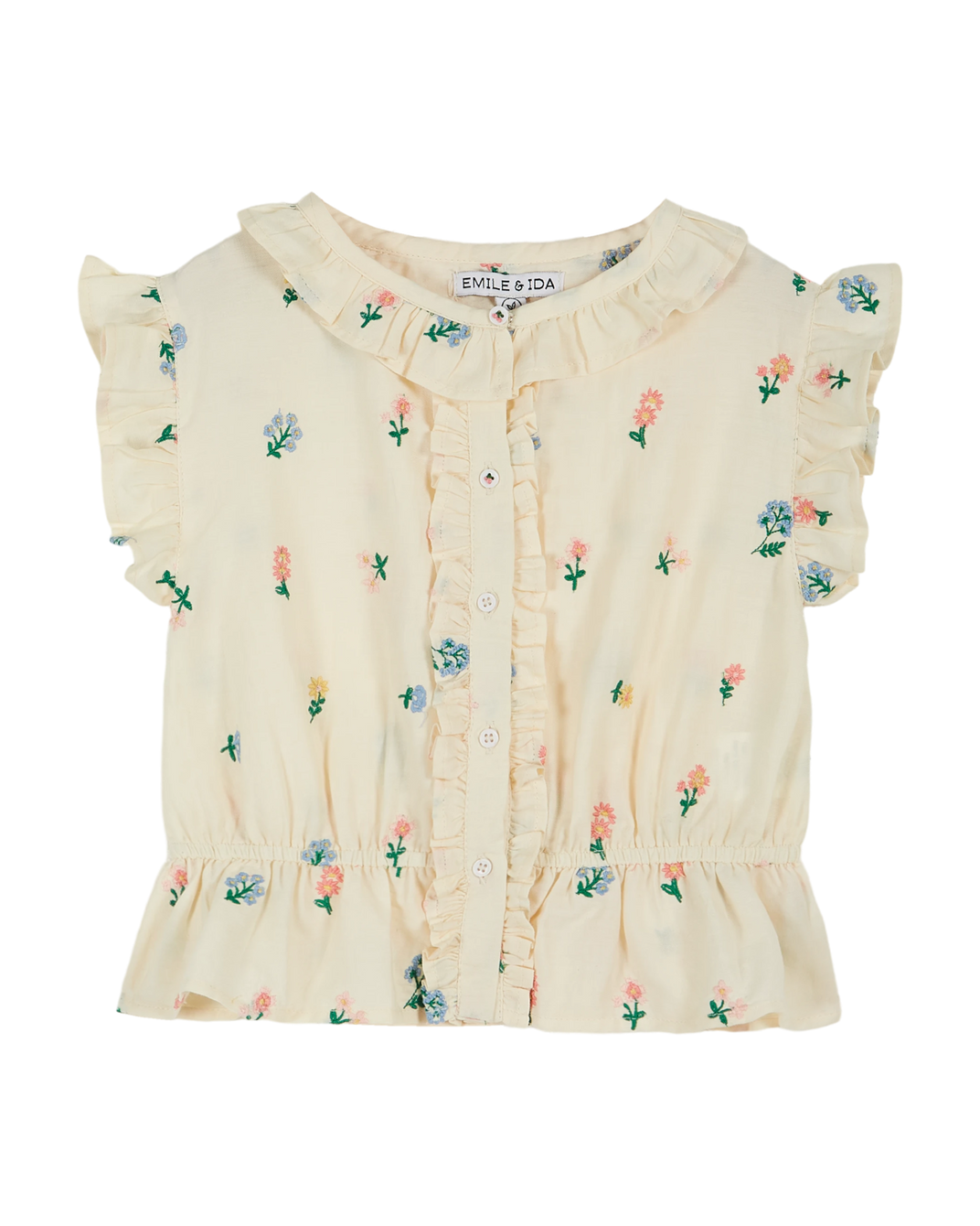 Blouse - brodée à fleurs banane