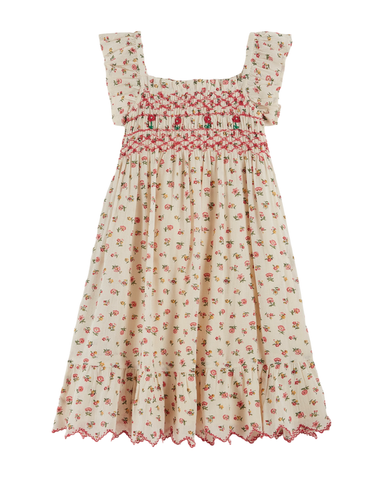 emile et ida Robe brodée smockée floresco
