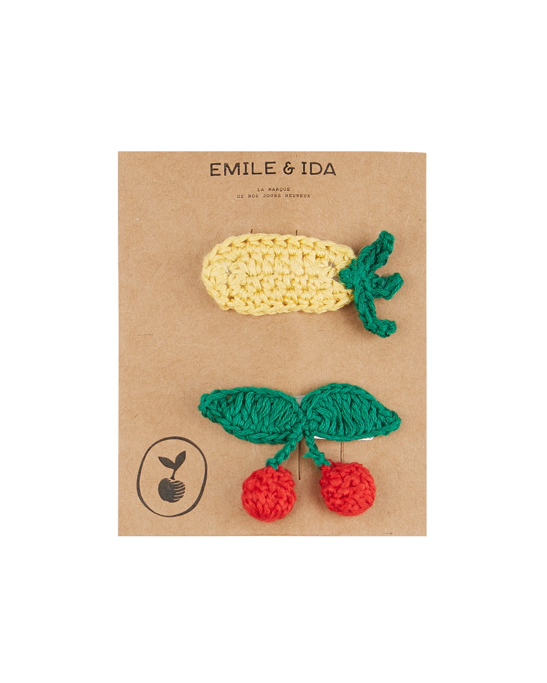 2 pineapple and cherry crochet barrettes