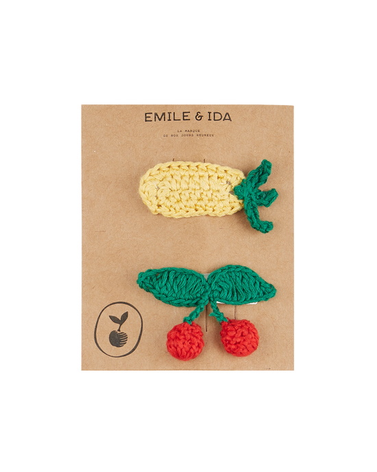 emile et ida 2 barrettes ananas et cerise crochet